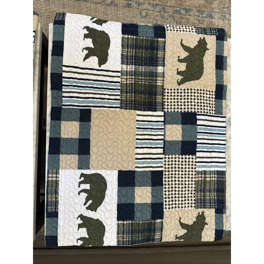 Cabin‎ Quilt Rustic Quilt Black Bear Pillow Shams Set Of 2